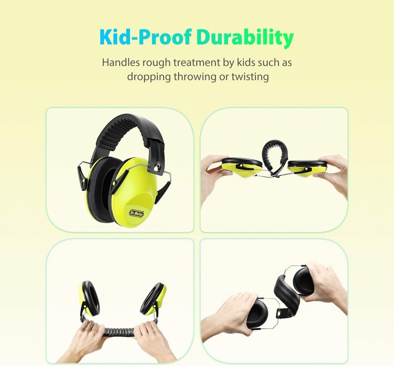Dr.Meter Ear Protection for Kid: EM100 SNR27.4 Kids Noise Cancelling Headphones with Adjustable Headband - Kid Hearing Protection for Monster Truck Mowing Demo Derby and Concert - Yellow - Image 4